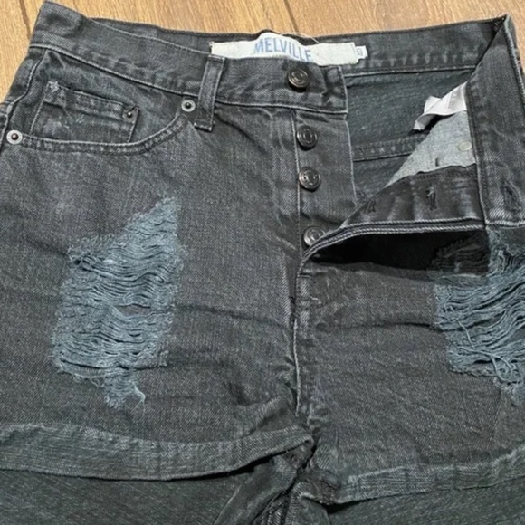 BRANDY MELVILLE Women's Distressed Denim High-Waist Shorts in Black│Size US 4 - Picture 11 of 14